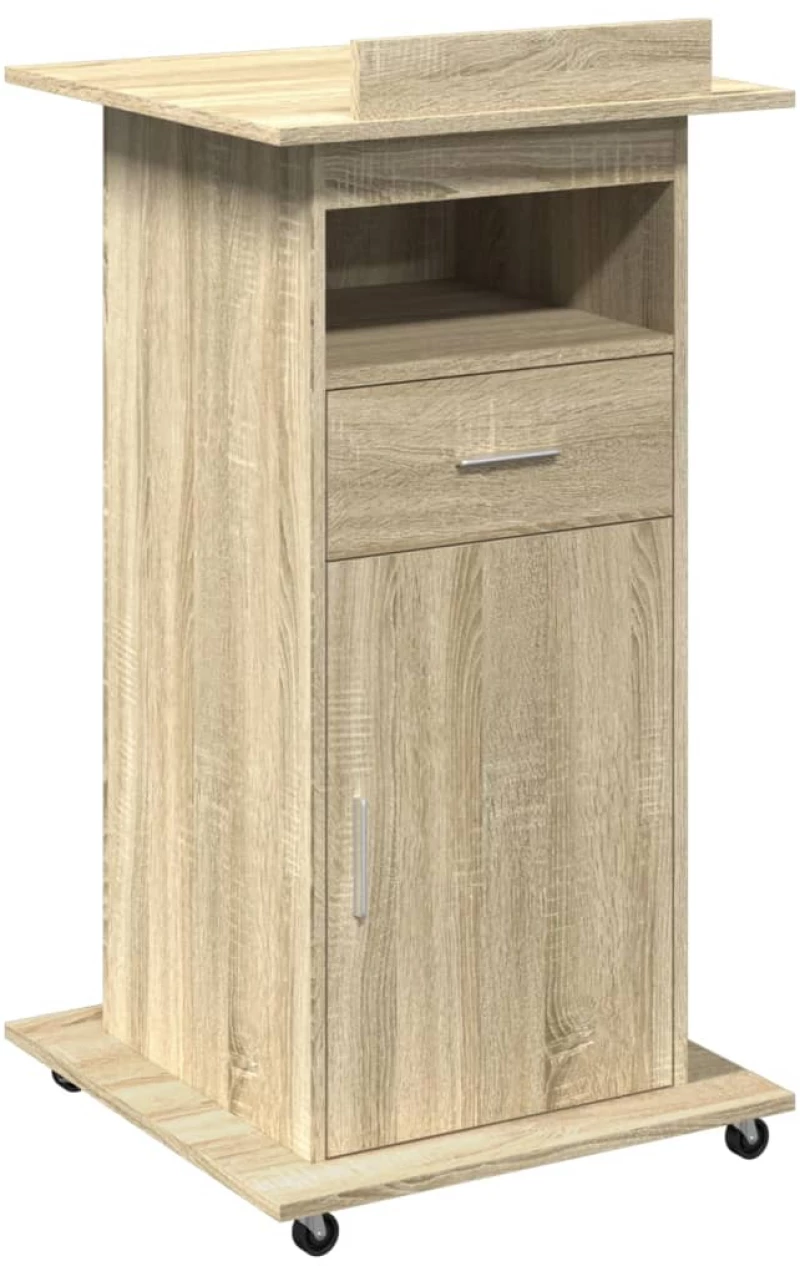 vidaXL Αναλόγιο με Ροδάκια & Συρτάρι Sonoma Δρυς 55x55x107εκ Επεξ Ξύλο