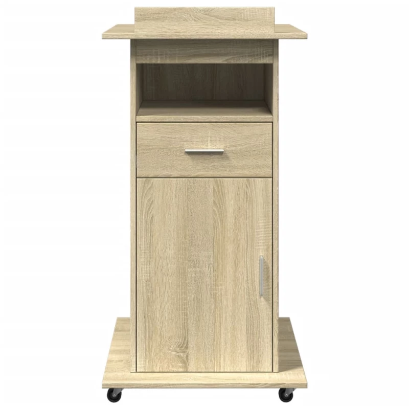 vidaXL Αναλόγιο με Ροδάκια & Συρτάρι Sonoma Δρυς 55x55x107εκ Επεξ Ξύλο