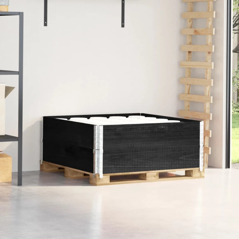 vidaXL Κολάρα Παλέτας 2 τεμ. Μαύρο 100x100 εκ. από Μασίφ Ξύλο Πεύκου