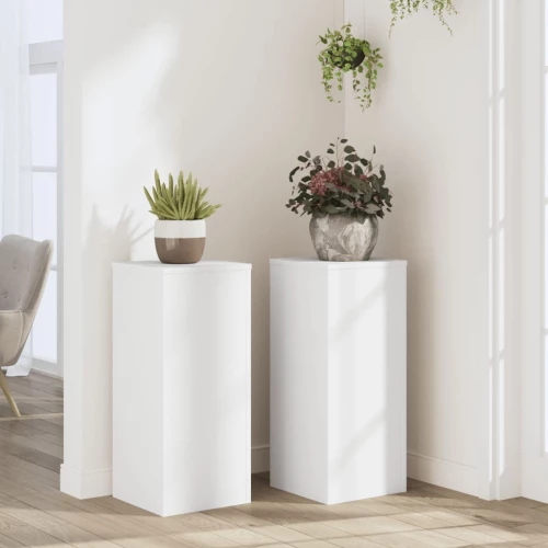 vidaXL Βάσεις Φυτών 2 τεμ. Λευκές 30x30x70 εκ. από Επεξεργασμένο Ξύλο