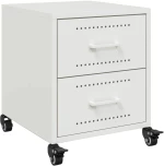 vidaXL Κομοδίνο Λευκό 36x39x43,5 εκ. από Χάλυβα