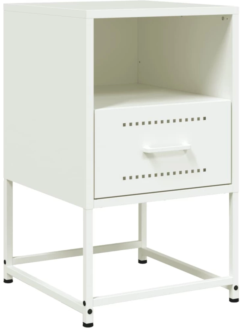vidaXL Κομοδίνο Λευκό 36x39x60,5 εκ. από Χάλυβα