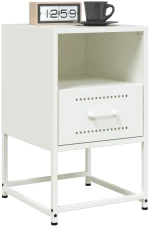 vidaXL Κομοδίνο Λευκό 36x39x60,5 εκ. από Χάλυβα