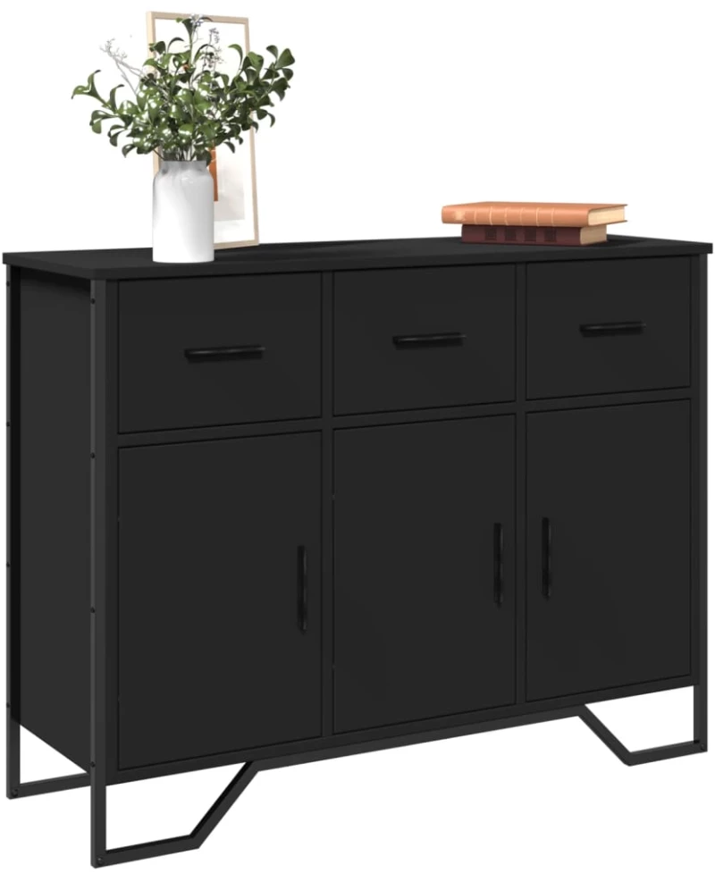 vidaXL Συρταριέρα Μαύρη 97x32,5x74,5 εκ. από Επεξεργασμένο Ξύλο