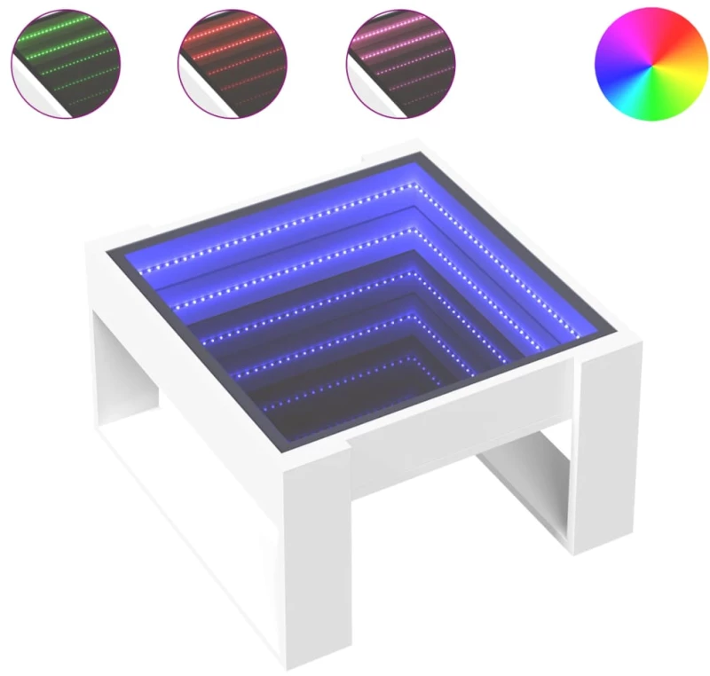 vidaXL Τραπεζάκι Σαλονιού Infinity LED Λευκό 50x53x30 εκ.