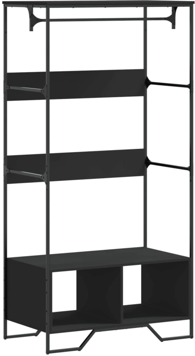 vidaXL Ντουλάπα Μαύρη 90 x 50 x 180 εκ. από Επεξ. Ξύλο