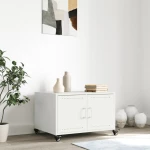 vidaXL Τραπεζάκι Σαλονιού Λευκό 68x50x43,5 εκ. από Ατσάλι