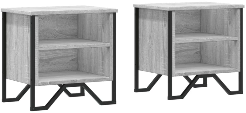 vidaXL Κομοδίνο Χρώμα 2 τεμ. Γκρι Sonoma 40x30x40 εκ. από Επεξ. Ξύλο