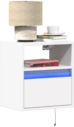 vidaXL Έπιπλο Τοίχου Τηλεόρασης με LED Λευκό 41x31x45 εκ.