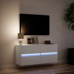 vidaXL Έπιπλο Τοίχου Τηλεόρασης με LED Λευκό 100x31x45 εκ.