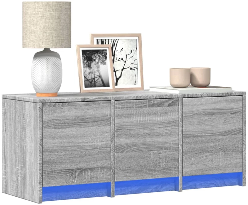vidaXL Έπιπλο Τηλεόρασης με LED Γκρι Sonoma 97x34x40 εκ. Επεξ. Ξύλο