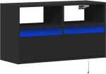 vidaXL Έπιπλο Τοίχου Τηλεόρασης με LED Μαύρο 80x31x45 εκ.