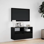 vidaXL Έπιπλο Τοίχου Τηλεόρασης με LED Μαύρο 80x31x45 εκ.
