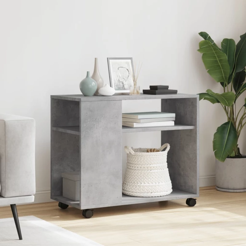 vidaXL Βοηθητικό Τραπέζι με Ρόδες Γκρι Σκυρ 70x35x60 εκ Επεξ. Ξύλο