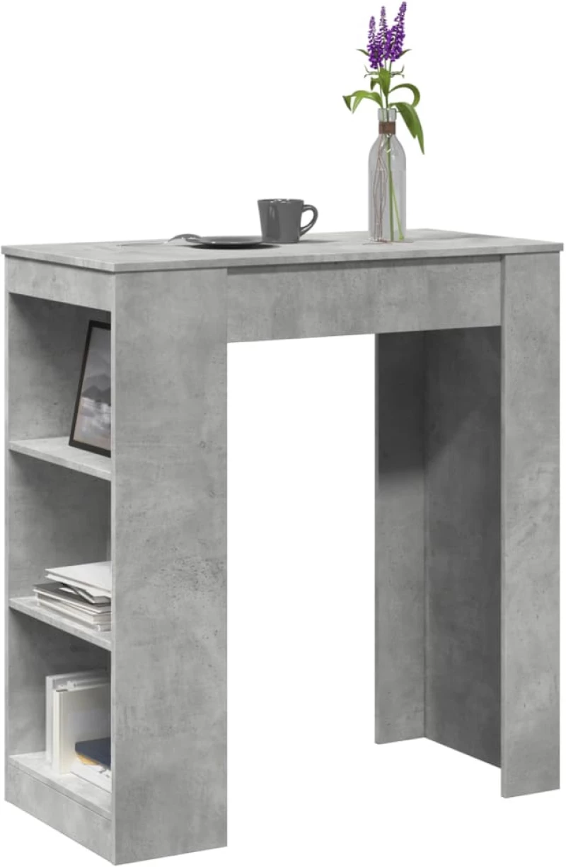 vidaXL Τραπέζι Μπαρ με Ράφια Γκρι Σκυρ. 95x47x103,5 εκ Επεξεργ. Ξύλο