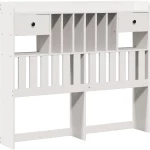 vidaXL Κρεβάτι Βιβλιοθήκη Χωρίς Στρώμα Λευκό 135x190 εκ Μασίφ Πεύκο