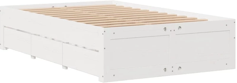 vidaXL Κρεβάτι Βιβλιοθήκη Χωρίς Στρώμα Λευκό 135x190 εκ Μασίφ Πεύκο