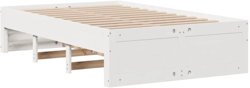 vidaXL Κρεβάτι Βιβλιοθήκη Χωρίς Στρώμα Λευκό 135x190 εκ Μασίφ Πεύκο