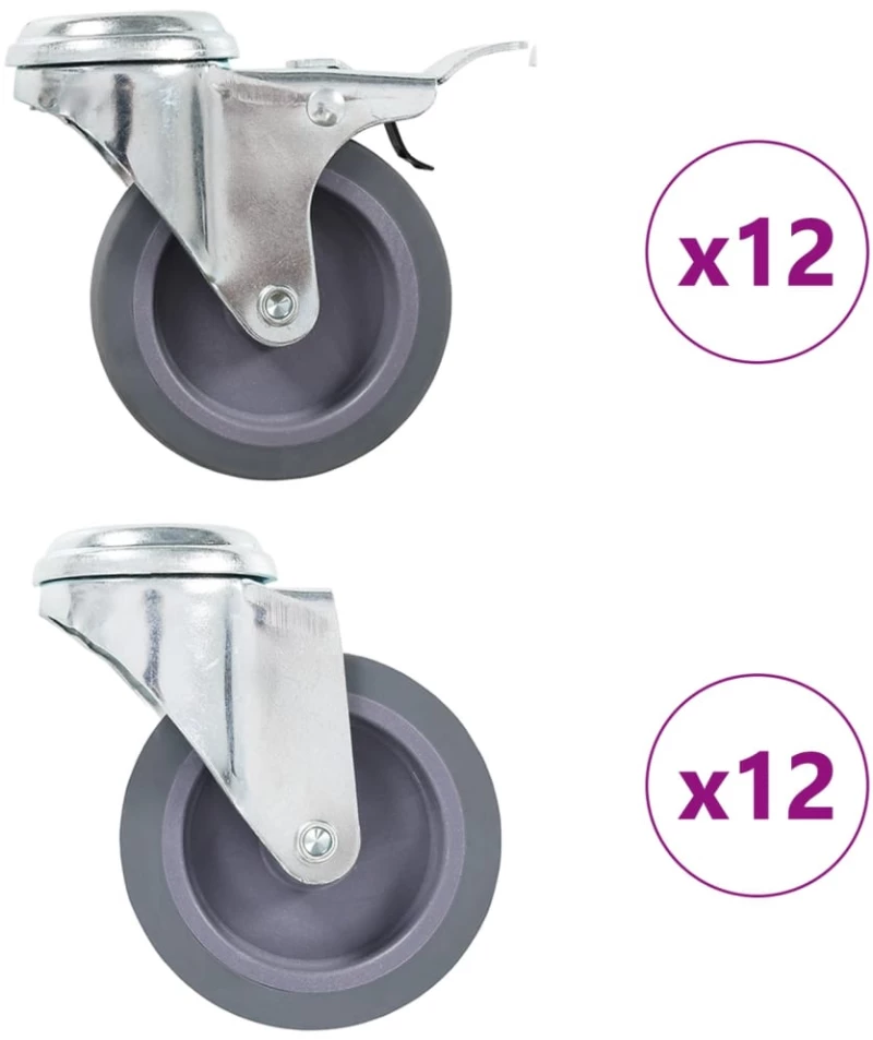 vidaXL Ρόδες Περιστρεφόμενες Βιδωτές 24 τεμ. 75 χιλ.