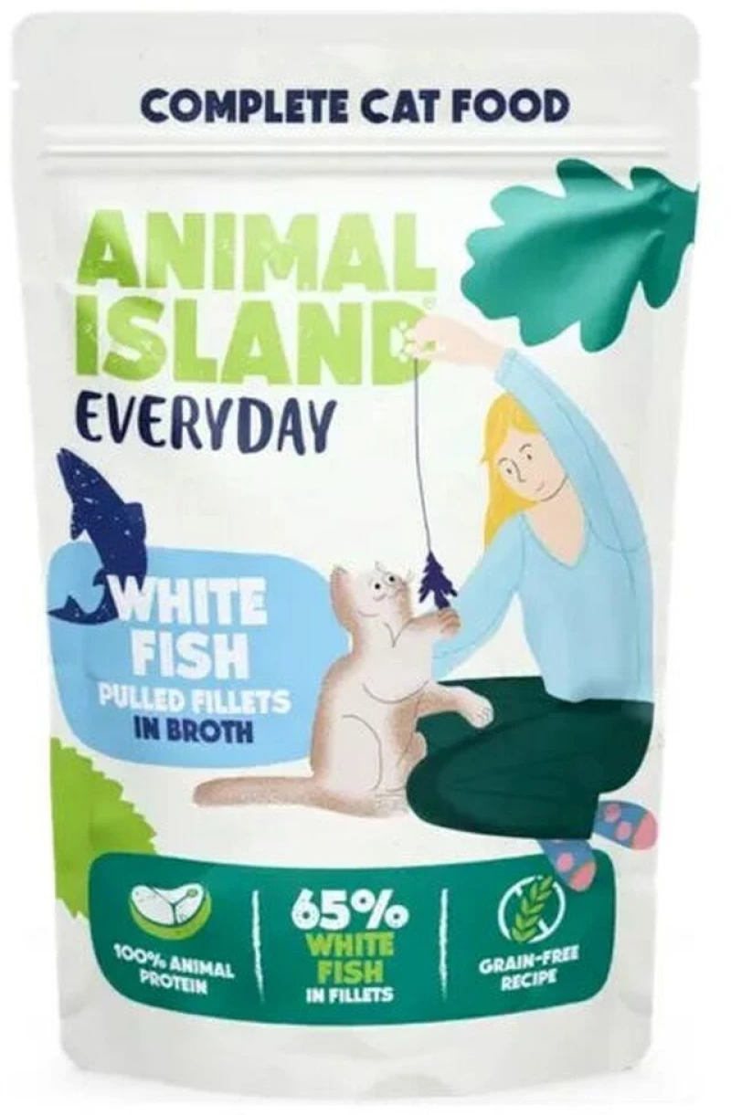 Γατοτροφή ANIMAL ISLAND White fish Ψάρια 12 x 85 g