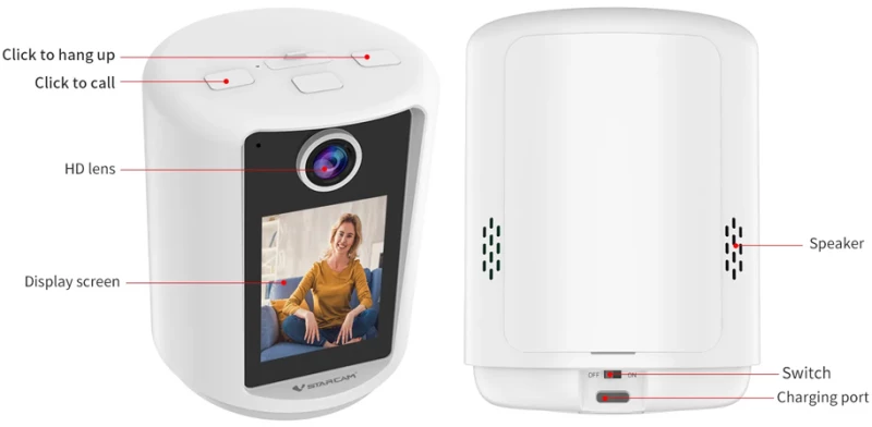 VSTARCAM smart κάμερα CV331S με οθόνη, 3MP, WiFi, 2000mAh, SD