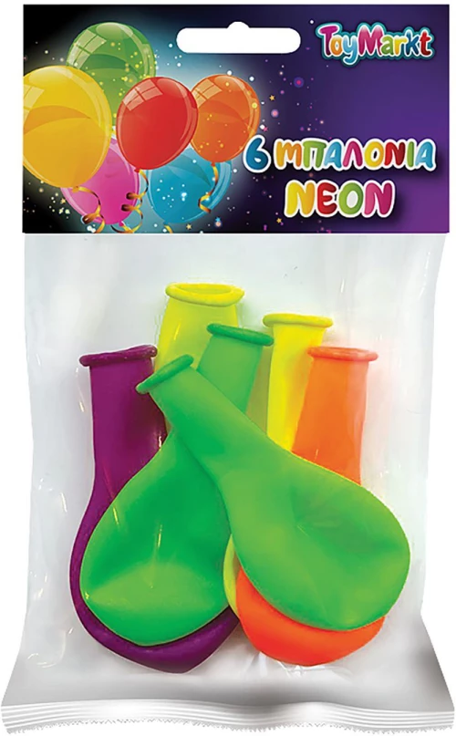 Σετ 6 μπαλόνια νέον 26cm ToyMarkt 913567