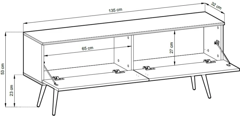 Έπιπλο τηλεόρασης ORO_MDF γκρι 135x53x32cm