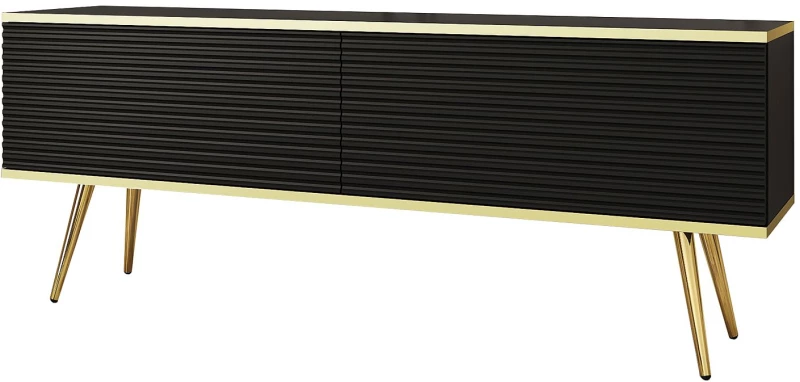 Έπιπλο τηλεόρασης ORO_MDF Ανθρακί + χρυσό 135x53x32cm