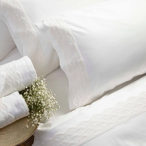 Σεντόνια Με Δαντέλα Σετ Ερατώ Υπέρδιπλα Borea Home Textiles