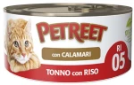 Petreet Adult Cat Tόνος-Ρύζι-Καλαμάρι 85gr