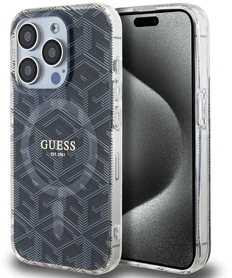 GUESS case for IPHONE 15 Pro Max compatible with MagSafe GUHMP15XHGCUSTGK (IML GCUBE) black