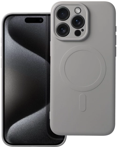 SILICONE MAG COVER case compatible with MagSafe for IPHONE 15 Pro Max grey titanium