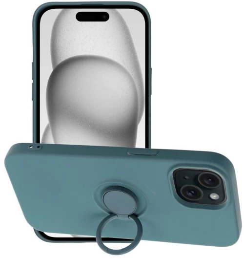 SILICONE RING case for IPHONE 15 green