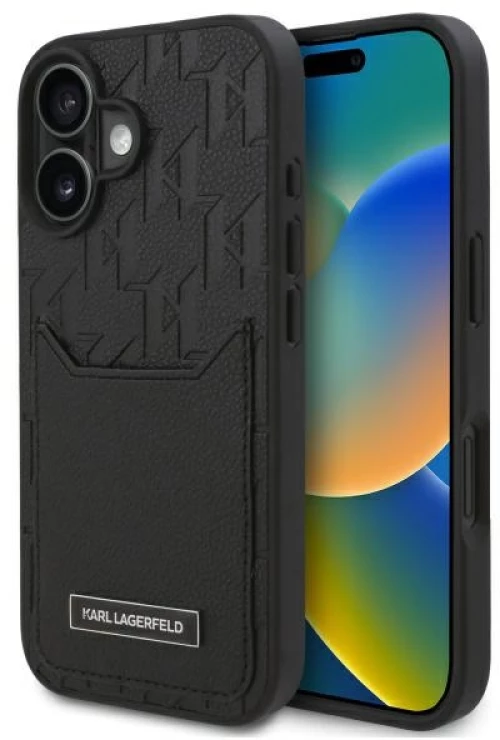 Karl Lagerfeld case for iPhone 16 6,1" KLHCP16SPGKHPRPK black Hard Cardslots Monogram