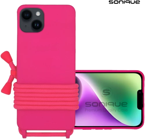 Θήκη Σιλικόνης με Κορδόνι CarryHang Sonique Apple iPhone 14 Plus Φουξ