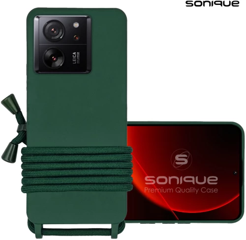 Θήκη Σιλικόνης με Κορδόνι CarryHang Sonique Xiaomi Xiaomi 13T 5G / Xiaomi 13T Pro 5G Πράσινο Σκούρο
