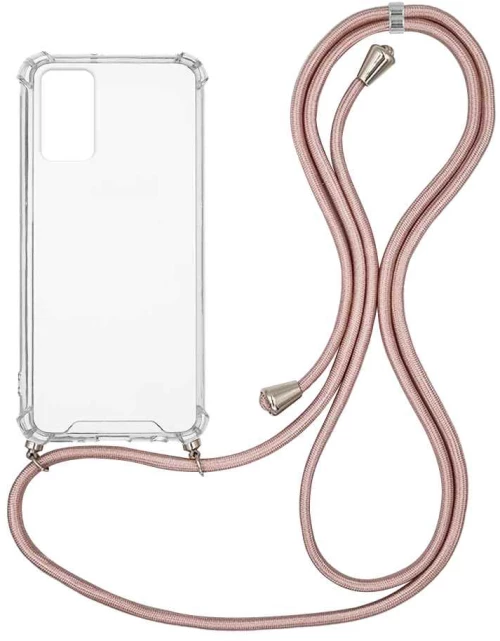 Θήκη Σιλικόνης με Κορδόνι Sonique Armor Clear Samsung Galaxy A13 4G Ροζ Χρυσό Σατινέ