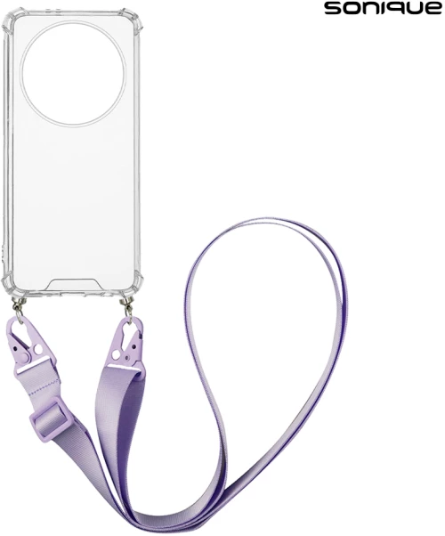 Θήκη Σιλικόνης με Strap Sonique Armor Clear Honor Magic5 Lite 5G Λιλά