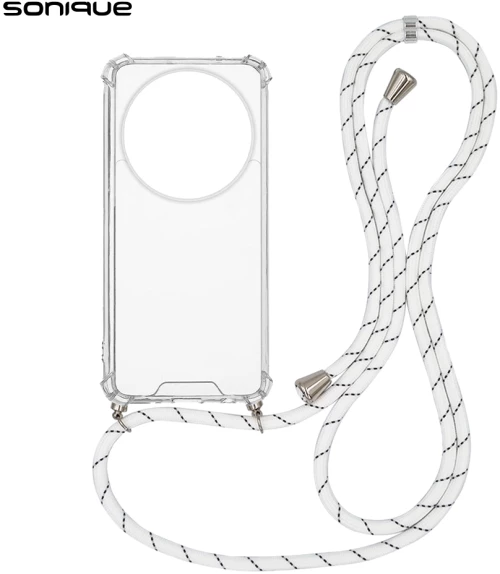 Θήκη Σιλικόνης με Κορδόνι Sonique Armor Clear Xiaomi Redmi A3 / Redmi A3x Rainbow Λευκό