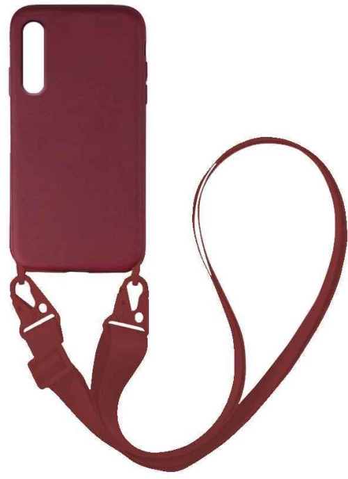 Θήκη Σιλικόνης με Strap CarryHang Sonique Samsung Galaxy A70/A70s Μπορντώ