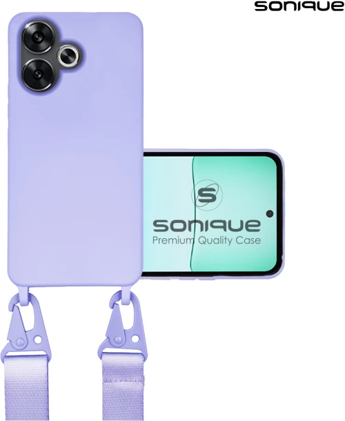 Θήκη Σιλικόνης με Strap CarryHang Sonique Xiaomi Poco F6 5G Λιλά