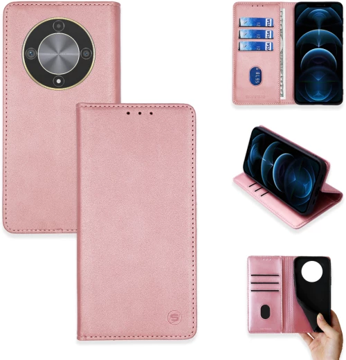 Θήκη Πορτοφόλι Vintage Magnet Wallet Sonique Honor Magic6 Lite 5G Ροζ Χρυσό