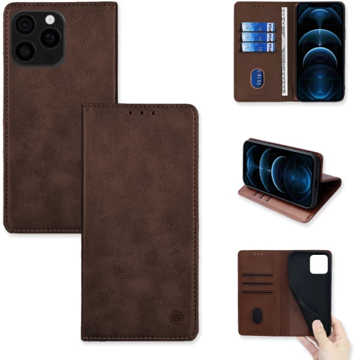 Θήκη Πορτοφόλι Vintage Magnet Wallet Sonique Apple iPhone 16 Pro Max Καφέ