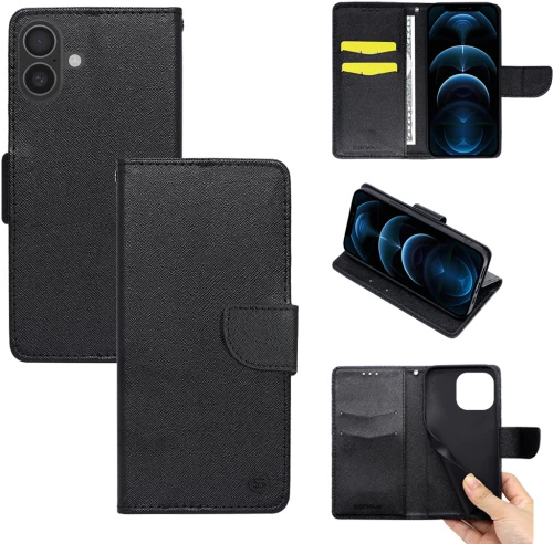 Θήκη Πορτοφόλι Sonique Trend Wallet Apple iPhone 16 Plus Μαύρο