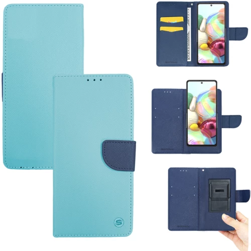 Θήκη Universal Sonique Trend Wallet με Clip έως 6,3" (168mm x 80mm x8mm) Σιελ/Σκούρο Μπλε