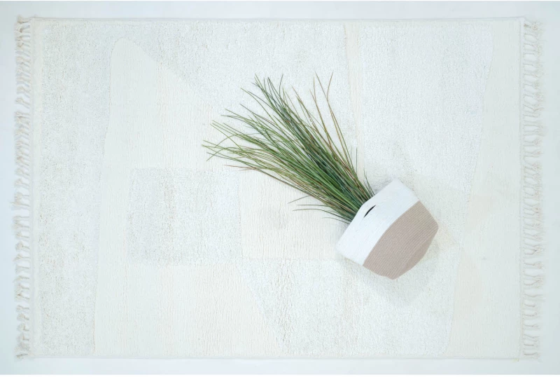 Χαλί μηχανής Neve Shaggy D109A1A CREAM Ezzo σετ-κρεβατοκάμαρας