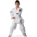 Taekwondo Στολή Olympus CLUB Ριγωτή Άσπρο Ρεβέρ