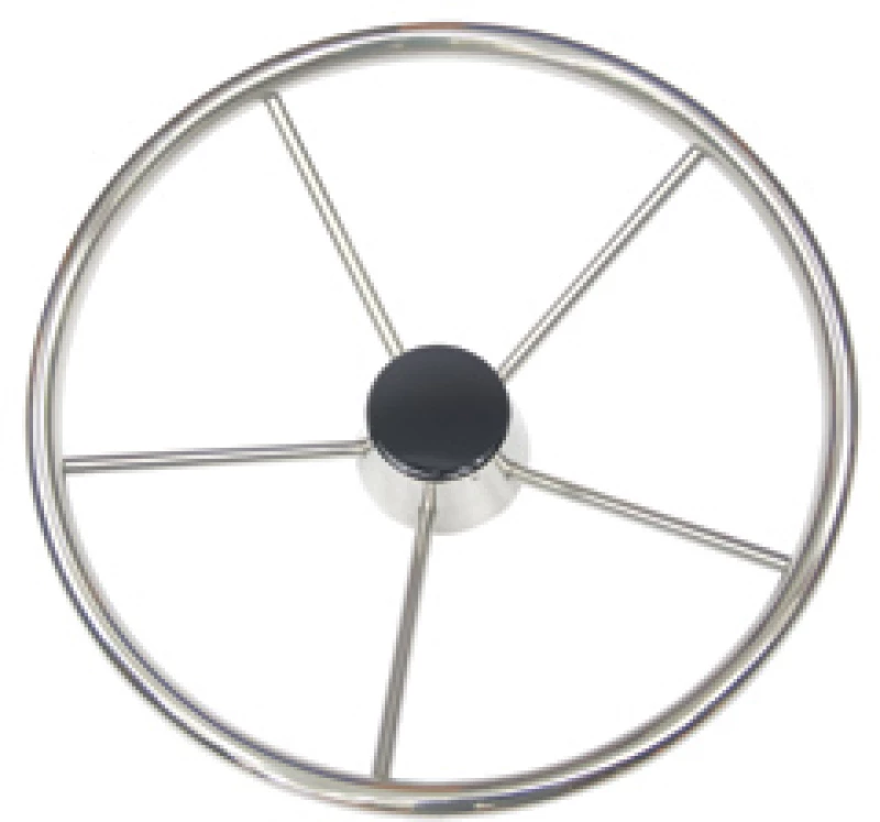 Τιμόνι με μαύρη τάπα, Inox 316, ø343mm - 390mm