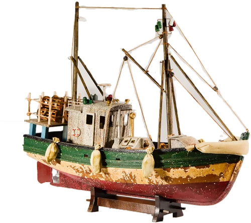 Διακοσμητικό Καΐκι Παλαιωμένο Ξύλινο 45x14x38cm