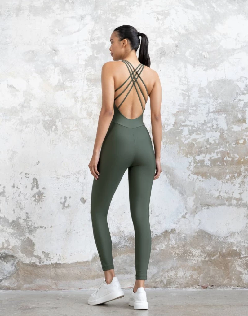 3 Stripes Jumpsuit Push-Up και Σμίλευσης Q-868 Khaki